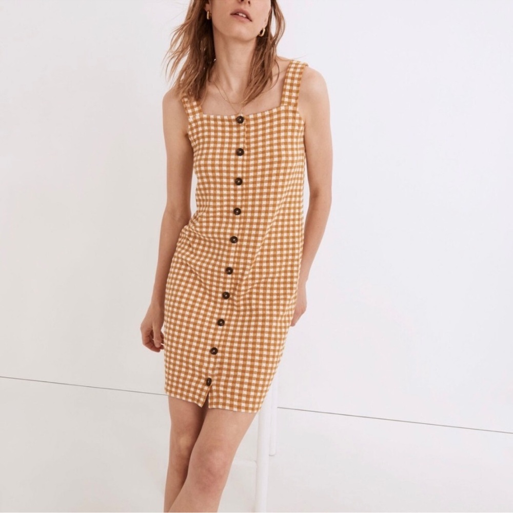Madewell gold yellow Gingham Dress size S